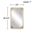 Specchio da Parete Rettangolare Accent Uttermost Industriale con Cornice Aperta in Metallo Placcato Oro, Largo 58 cm, per Bagno, Camera da Letto, Soggiorno