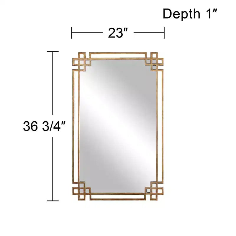 Specchio da Parete Rettangolare Accent Uttermost Industriale con Cornice Aperta in Metallo Placcato Oro, Largo 58 cm, per Bagno, Camera da Letto, Soggiorno