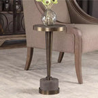 Uttermost Industrial Oxidized Bronze Round Drink Table 10 1/2 Wide Brown Gray Living Room Bedroom Bedside Entryway House Office
