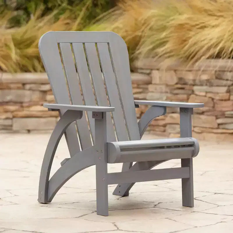 Teal Island Designs Dylan Gray Wash Wood Porch or Patio Adirondack Chairs Set of 2