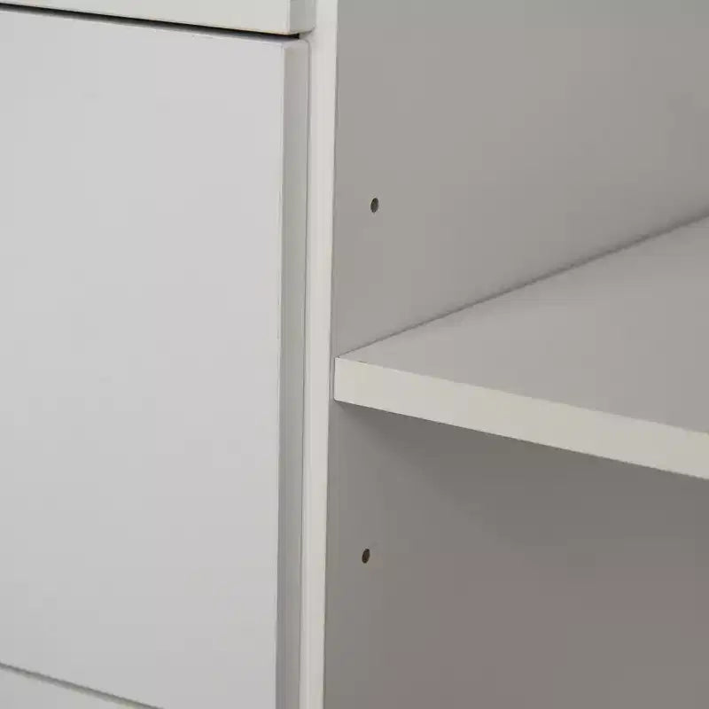 HOMCOM Credenza da Cucina Autoportante, Mobile Dispensa con Vetrina, 2 Armadietti, 3 Cassetti e Ripiano Aperto, Mensola Regolabile, Bianco