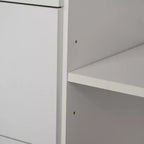 HOMCOM Credenza da Cucina Autoportante, Mobile Dispensa con Vetrina, 2 Armadietti, 3 Cassetti e Ripiano Aperto, Mensola Regolabile, Bianco