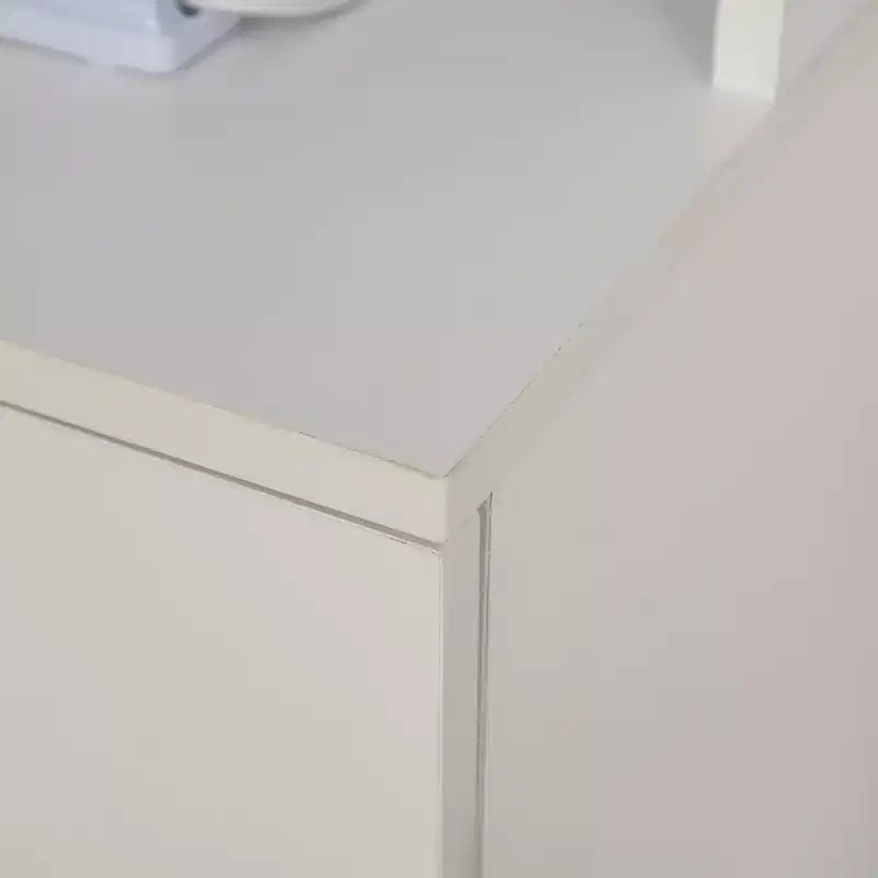 HOMCOM Credenza da Cucina Autoportante, Mobile Dispensa con Vetrina, 2 Armadietti, 3 Cassetti e Ripiano Aperto, Mensola Regolabile, Bianco