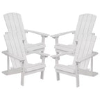 Merrick Lane Set of 4 All-Weather Poly Resin Wood Adirondack Chairs in White
