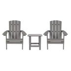 Merrick Lane Set of 2 All-Weather Adirondack Patio Chairs with Matching Side Table