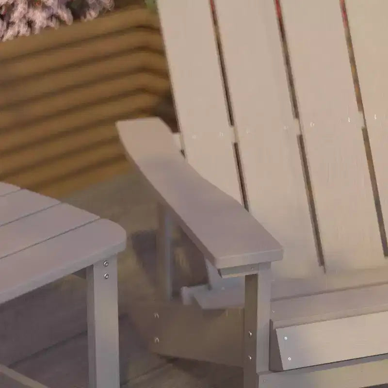 Merrick Lane Set of 2 All-Weather Adirondack Patio Chairs with Matching Side Table