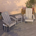 Merrick Lane Set of 2 All-Weather Adirondack Patio Chairs with Matching Side Table