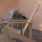 Merrick Lane Set of 2 All-Weather Adirondack Patio Chairs with Matching Side Table