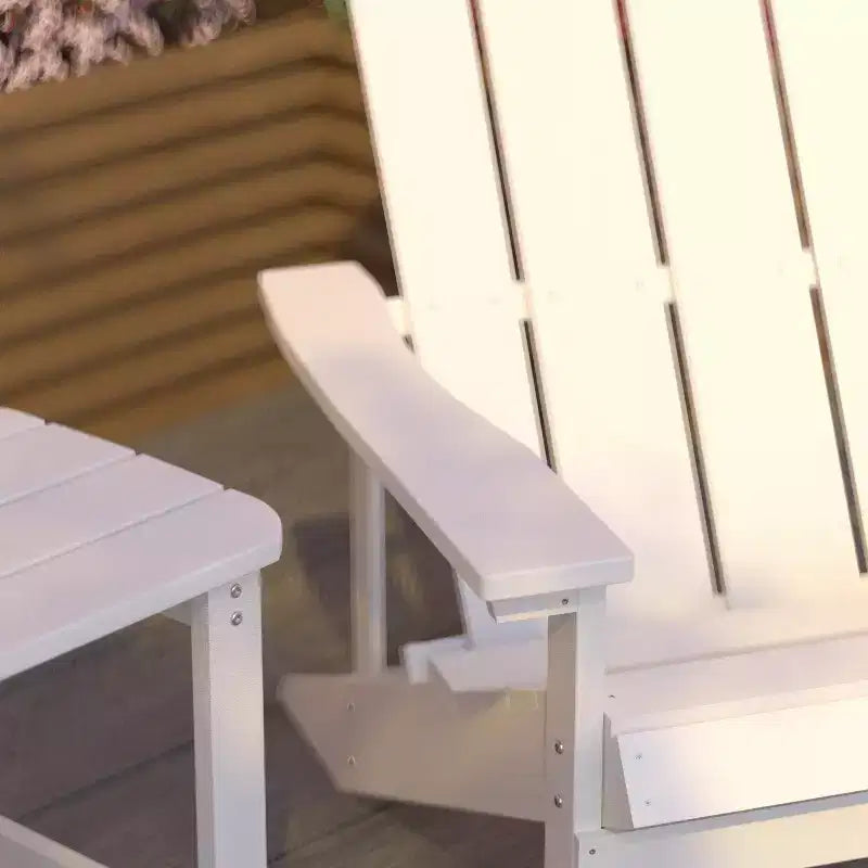Merrick Lane Set of 2 All-Weather Adirondack Patio Chairs with Matching Side Table