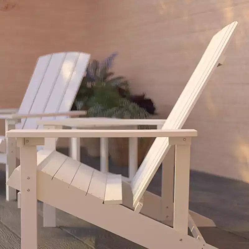 Merrick Lane Set of 2 All-Weather Adirondack Patio Chairs with Matching Side Table