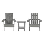 Merrick Lane Set of 2 All-Weather Adirondack Patio Chairs with Matching Side Table