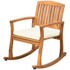Dondolo da Esterno Outsunny con Cuscino, Sedia a Dondolo da Giardino in Legno di Acacia per Balcone, Patio, Casa, Tonalità Teak