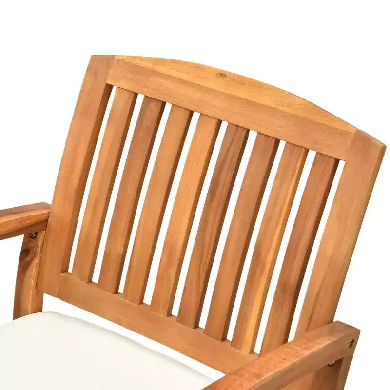 Dondolo da Esterno Outsunny con Cuscino, Sedia a Dondolo da Giardino in Legno di Acacia per Balcone, Patio, Casa, Tonalità Teak
