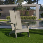 Flash Furniture Sawyer Modern All-Weather Poly Resin Wood Adirondack Chair