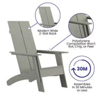 Flash Furniture Sawyer Modern All-Weather Poly Resin Wood Adirondack Chair