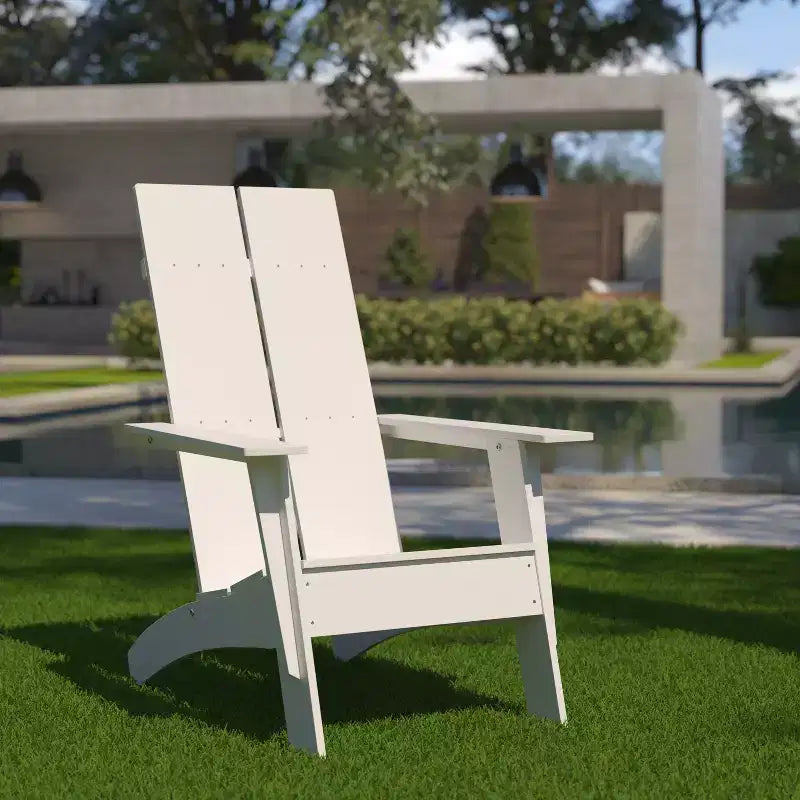 Flash Furniture Sawyer Modern All-Weather Poly Resin Wood Adirondack Chair