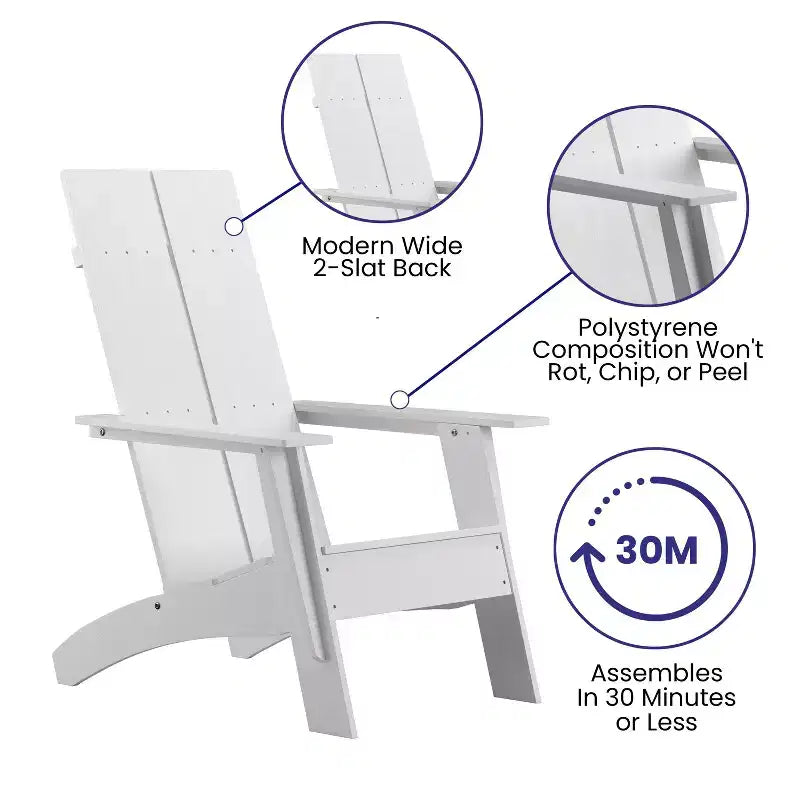 Flash Furniture Sawyer Modern All-Weather Poly Resin Wood Adirondack Chair