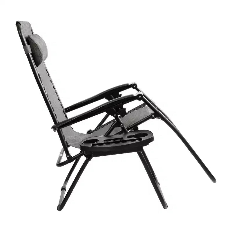 Flash Furniture Sedia a sdraio reclinabile pieghevole in rete con gravità zero, con cuscino e vassoio portabicchieri, set da 2