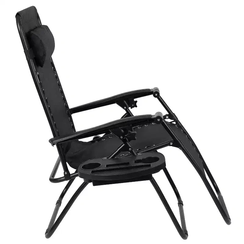 Flash Furniture Sedia a sdraio reclinabile pieghevole in rete con gravità zero, con cuscino e vassoio portabicchieri, set da 2