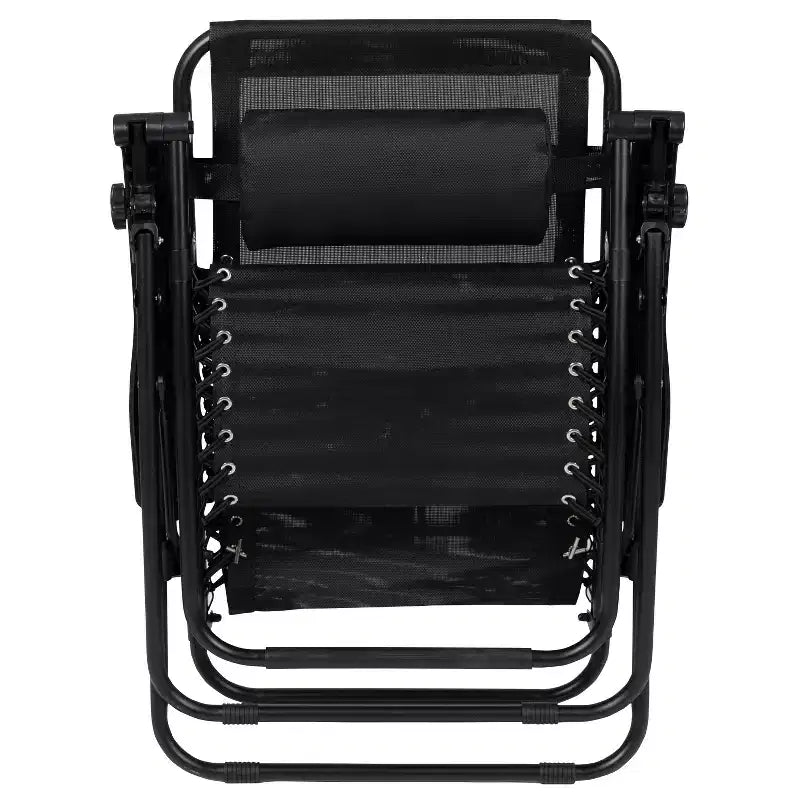 Flash Furniture Sedia a sdraio reclinabile pieghevole in rete con gravità zero, con cuscino e vassoio portabicchieri, set da 2