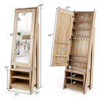 Costway Armadietto Portagioie Grande con Specchio a Figura Intera 2-in-1 Organizzatore