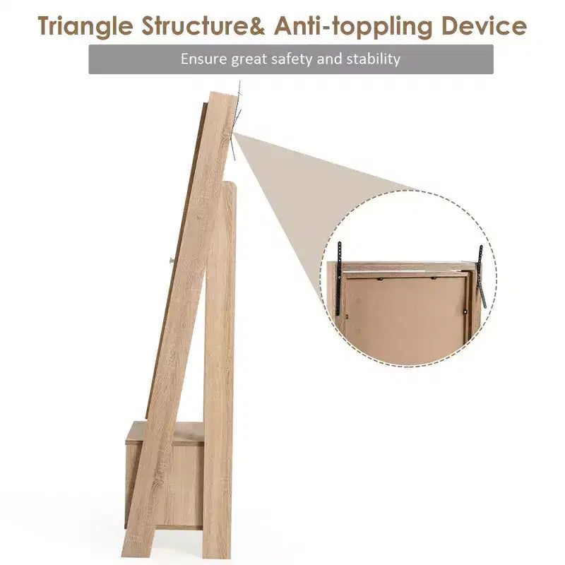 Costway Armadietto Portagioie Grande con Specchio a Figura Intera 2-in-1 Organizzatore