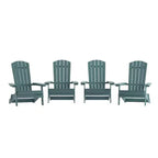 Merrick Lane Set of 4 Poly Resin Folding Adirondack Lounge Chair - All-Weather Indoor/Outdoor Patio Chair