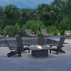 Merrick Lane Set of 4 Poly Resin Folding Adirondack Lounge Chair - All-Weather Indoor/Outdoor Patio Chair