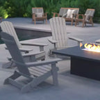 Merrick Lane Set of 4 Poly Resin Folding Adirondack Lounge Chair - All-Weather Indoor/Outdoor Patio Chair