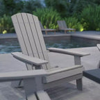 Merrick Lane Set of 4 Poly Resin Folding Adirondack Lounge Chair - All-Weather Indoor/Outdoor Patio Chair