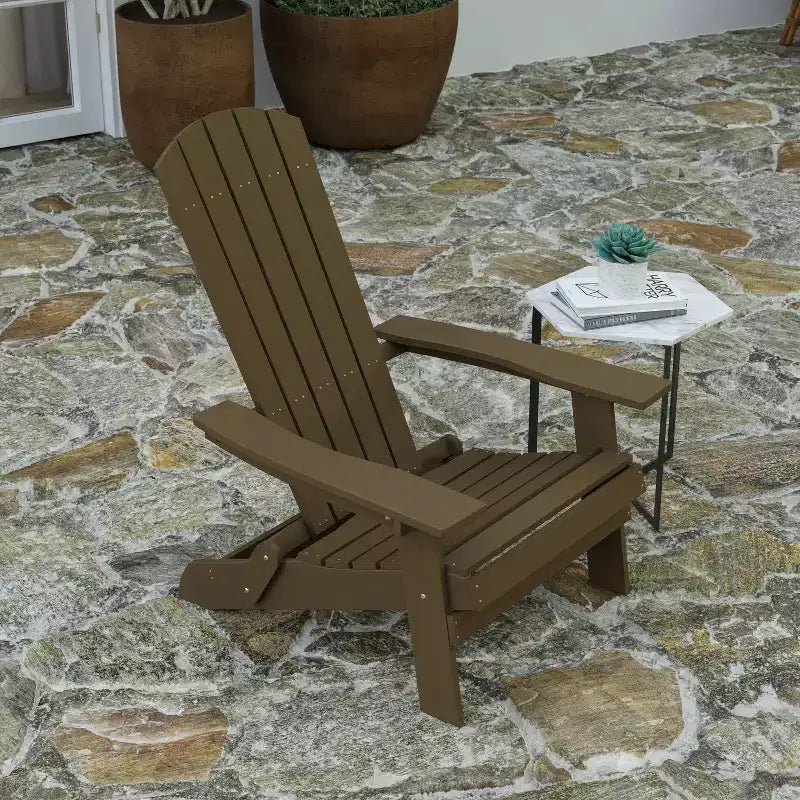 Merrick Lane Set of 4 Poly Resin Folding Adirondack Lounge Chair - All-Weather Indoor/Outdoor Patio Chair