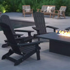 Merrick Lane Set of 4 Poly Resin Folding Adirondack Lounge Chair - All-Weather Indoor/Outdoor Patio Chair
