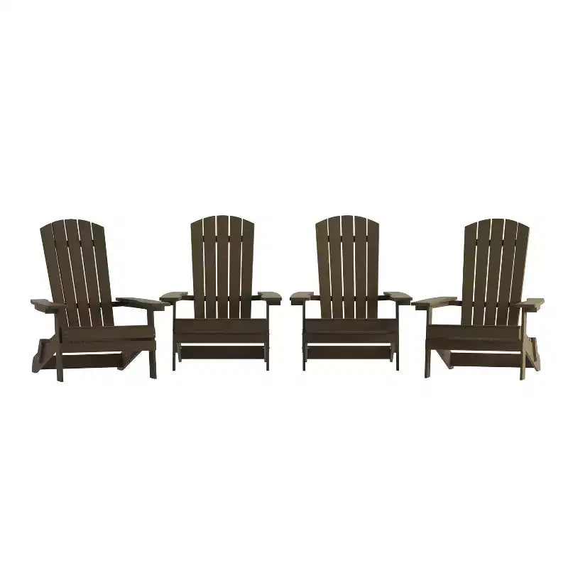 Merrick Lane Set di 4 Sedie Lounge Pieghevoli Adirondack in Poliresina - Sedia da Patio per Interni/Esterni per Tutte le Stagioni