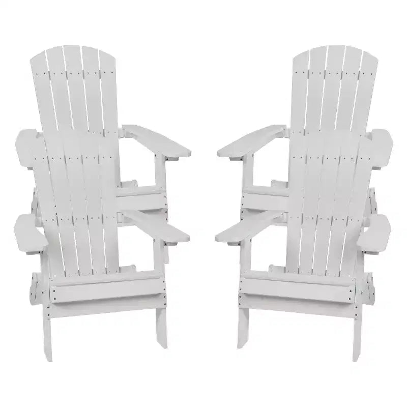 Merrick Lane Set di 4 Sedie Lounge Pieghevoli Adirondack in Poliresina - Sedia da Patio per Interni/Esterni per Tutte le Stagioni