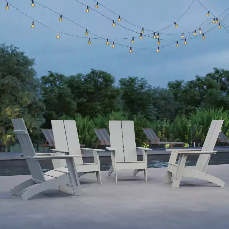 Merrick Lane Set of 4 Modern All-Weather Poly Resin Wood Adirondack Chairs