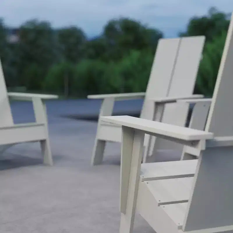 Merrick Lane Set of 4 Modern All-Weather Poly Resin Wood Adirondack Chairs