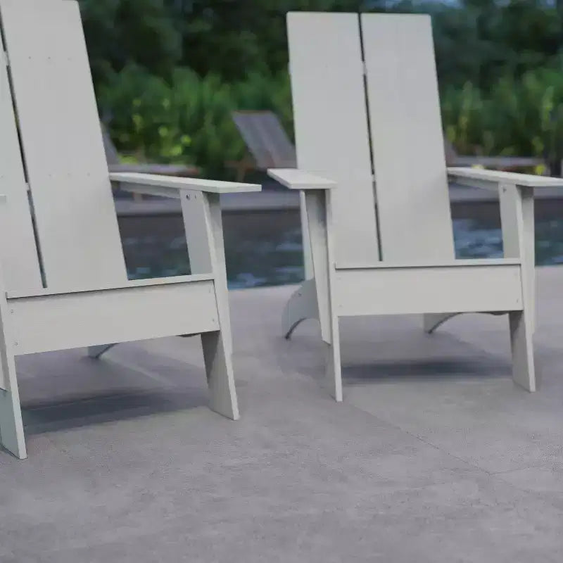 Merrick Lane Set of 4 Modern All-Weather Poly Resin Wood Adirondack Chairs