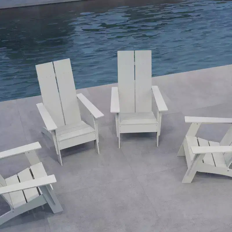 Merrick Lane Set of 4 Modern All-Weather Poly Resin Wood Adirondack Chairs