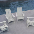 Merrick Lane Set of 4 Modern All-Weather Poly Resin Wood Adirondack Chairs