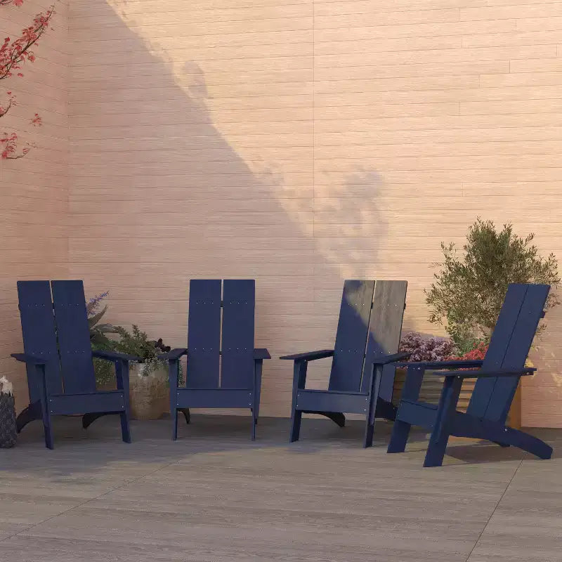 Merrick Lane Set of 4 Modern All-Weather Poly Resin Wood Adirondack Chairs