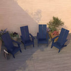 Merrick Lane Set of 4 Modern All-Weather Poly Resin Wood Adirondack Chairs