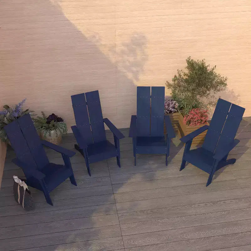 Merrick Lane Set of 4 Modern All-Weather Poly Resin Wood Adirondack Chairs