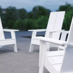 Merrick Lane Set of 4 Modern All-Weather Poly Resin Wood Adirondack Chairs