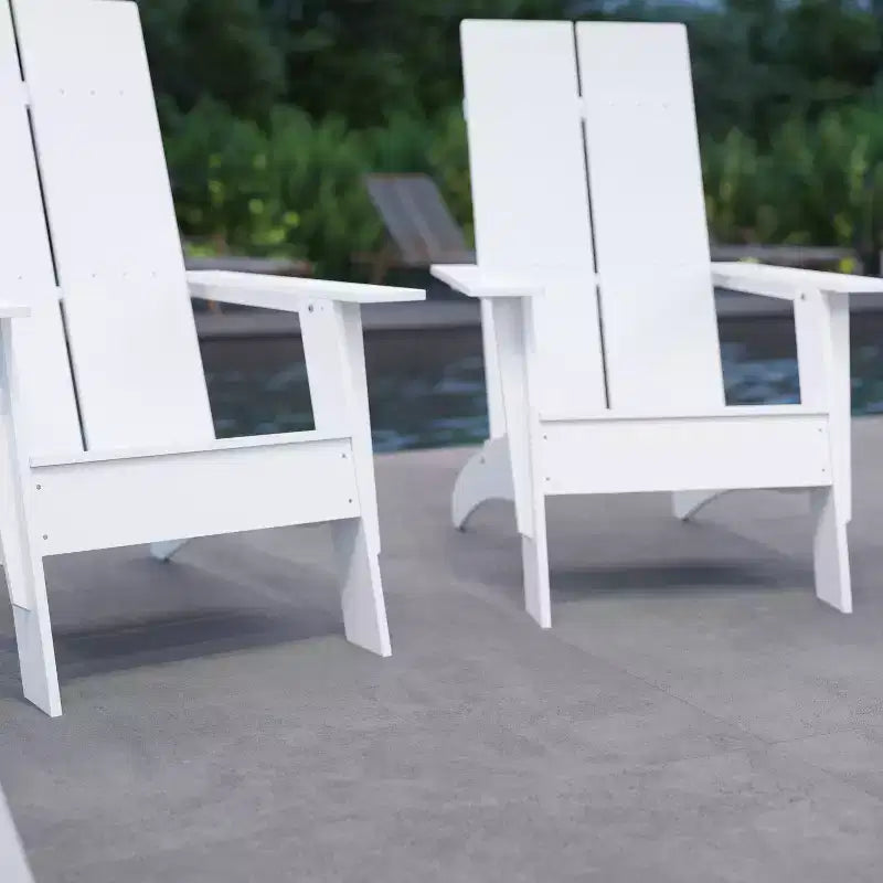 Merrick Lane Set of 4 Modern All-Weather Poly Resin Wood Adirondack Chairs
