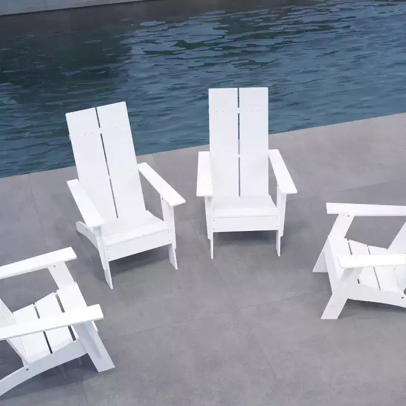 Merrick Lane Set of 4 Modern All-Weather Poly Resin Wood Adirondack Chairs