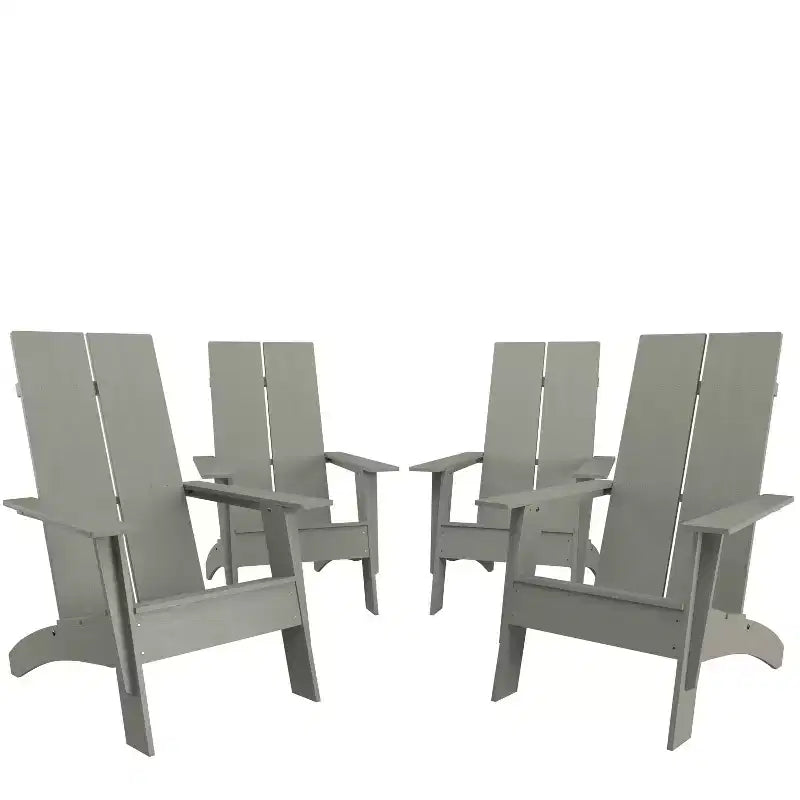 Merrick Lane Set of 4 Modern All-Weather Poly Resin Wood Adirondack Chairs