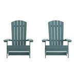 Merrick Lane Set of 2 Poly Resin Folding Adirondack Lounge Chair - All-Weather Indoor/Outdoor Patio Chair