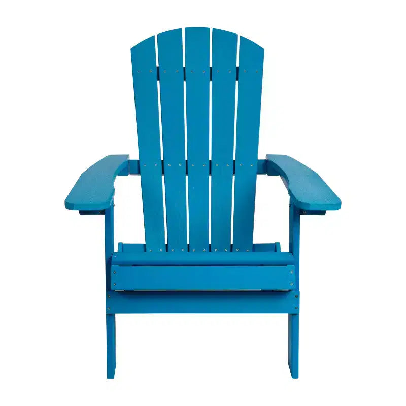 Merrick Lane Set of 2 Poly Resin Folding Adirondack Lounge Chair - All-Weather Indoor/Outdoor Patio Chair