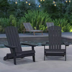 Merrick Lane Set of 2 Poly Resin Folding Adirondack Lounge Chair - All-Weather Indoor/Outdoor Patio Chair
