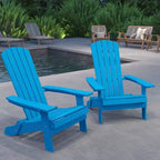 Merrick Lane Set of 2 Poly Resin Folding Adirondack Lounge Chair - All-Weather Indoor/Outdoor Patio Chair